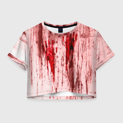 Женская футболка Crop-top 3D Кроварые потёки