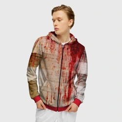 Мужская толстовка 3D на молнии Бинты с потёками крови текстура - фото 2