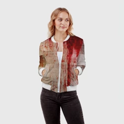Женский бомбер 3D Бинты с потёками крови текстура - фото 2