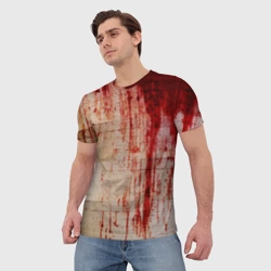 Мужская футболка 3D Бинты с потёками крови текстура - фото 2