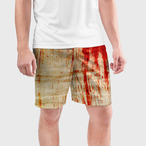 Мужские шорты спортивные Бинты с кровью, цвет 3D печать - фото 3