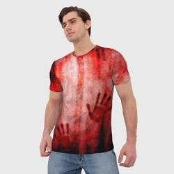 Мужская футболка 3D Кровавые отпечатки - фото 2
