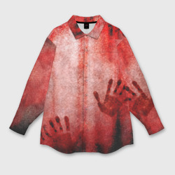 Мужская рубашка oversize 3D Кровавые отпечатки