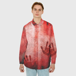 Мужская рубашка oversize 3D Кровавые отпечатки - фото 2