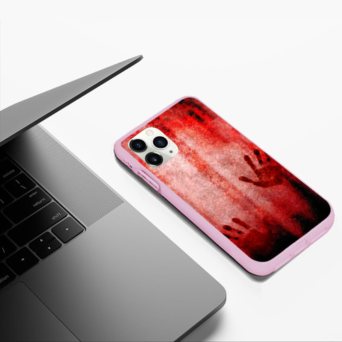 Чехол для iPhone 11 Pro Max матовый Кровавые отпечатки, цвет розовый - фото 5