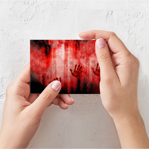 Поздравительная открытка Кровавые отпечатки, цвет белый - фото 3