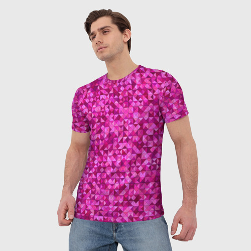Мужская футболка 3D Квадраты и треугольники, цвет 3D печать - фото 3