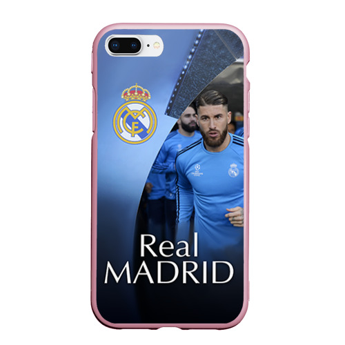 Чехол для iPhone 7Plus/8 Plus матовый Real Madrid, цвет розовый