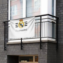 Флаг с принтом Real Madrid для любого человека, вид спереди №2. Цвет основы: белый