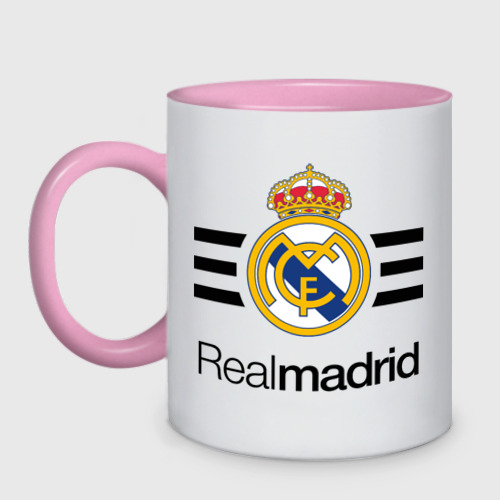 Кружка двухцветная Real Madrid, цвет белый + розовый