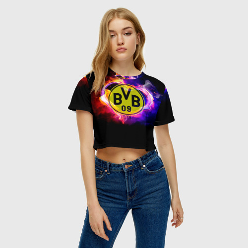 Женская футболка Crop-top 3D Borussia2, цвет 3D печать - фото 3