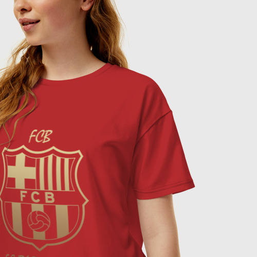 Женская футболка хлопок Oversize с принтом Barcelona1, фото на моделе #1