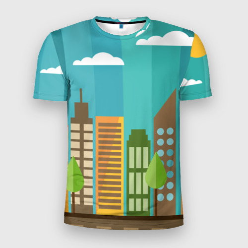 Мужская футболка 3D Slim Город, цвет 3D печать