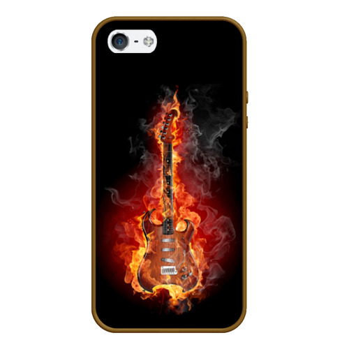 Чехол для iPhone 5/5S матовый Адская гитара, цвет коричневый
