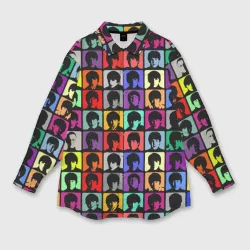 Женская рубашка oversize 3D The Beatles art
