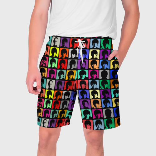 Мужские шорты с принтом The Beatles art, вид спереди №1