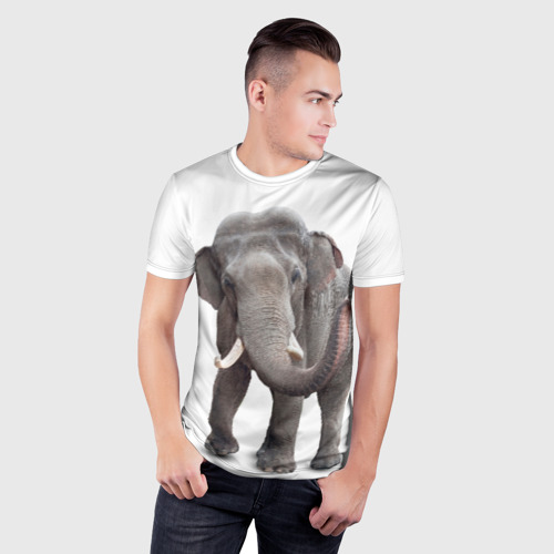 Мужская футболка 3D Slim Слон vppdgryphon, цвет 3D печать - фото 3