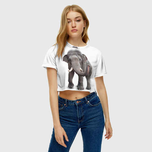 Женская футболка Crop-top 3D Слон vppdgryphon, цвет 3D печать - фото 3