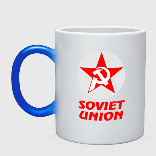 Кружка хамелеон Soviet Union, цвет белый + синий