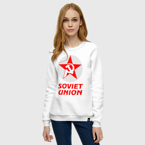 Женский свитшот хлопок Soviet Union, цвет белый - фото 3