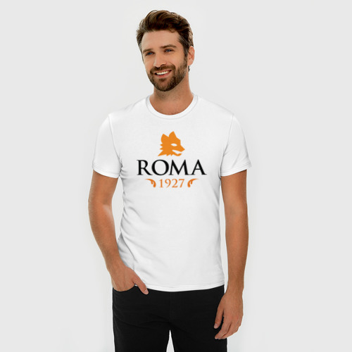 Мужская футболка хлопок Slim AS Roma, цвет белый - фото 3