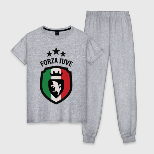 Женская пижама хлопок с принтом Forza Juventus, вид спереди #2