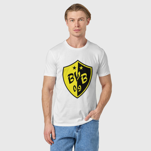 Мужская футболка хлопок BVB, цвет белый - фото 3
