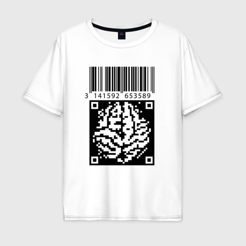 Мужская футболка хлопок Oversize QR brain code Фото 01 Мужская футболка хлопок Oversize QR brain code Фото 01