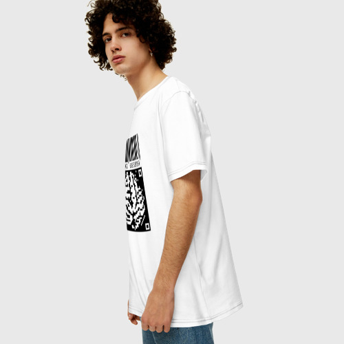 Мужская футболка хлопок Oversize QR brain code, цвет белый - фото 5
