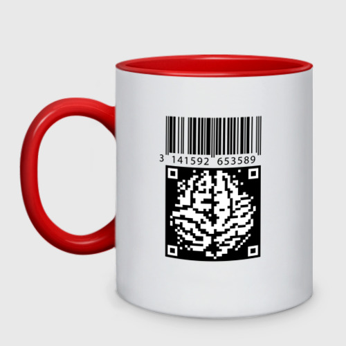 Кружка двухцветная QR brain code