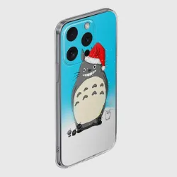 Чехол для iPhone 15 Pro силиконовый с защитой камеры Тоторо под снегом - фото 2