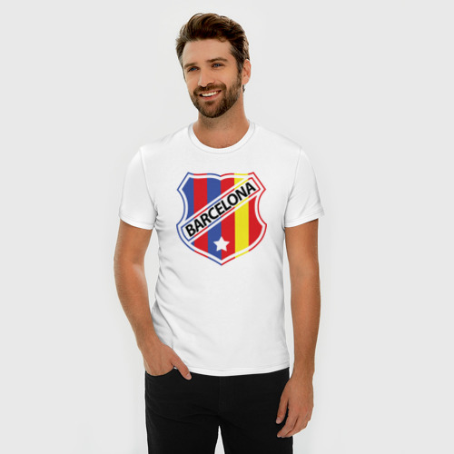 Мужская футболка хлопок Slim Barcelona, цвет белый - фото 3