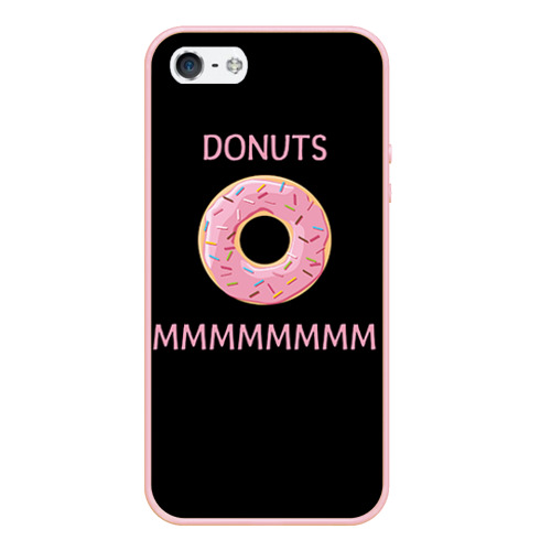 Чехол для iPhone 5/5S матовый Donuts, цвет светло-розовый