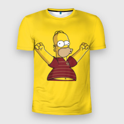 Мужская футболка 3D Slim Гомер-болельщик