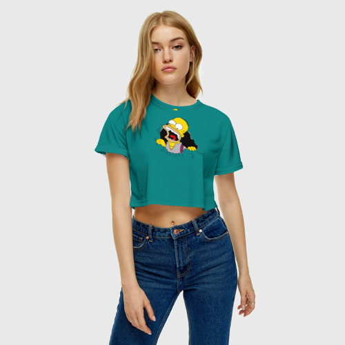 Женская футболка Crop-top 3D Alien-Homer, цвет 3D печать - фото 3