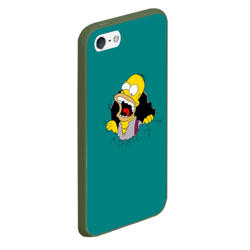 Чехол для iPhone 5/5S матовый Alien-Homer, цвет темно-зеленый - фото 3