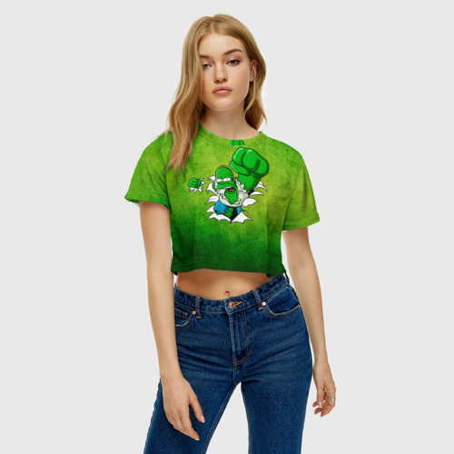 Женская футболка Crop-top 3D Hulkomer, цвет 3D печать - фото 4