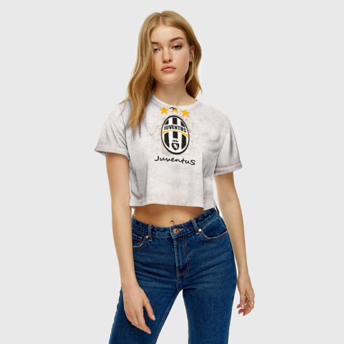 Женская футболка Crop-top 3D Juventus3, цвет 3D печать - фото 3