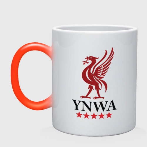 Кружка хамелеон с принтом YNWA, вид спереди #2