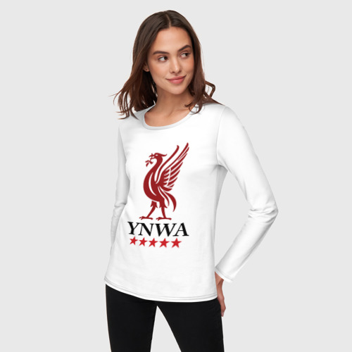 Женский лонгслив хлопок YNWA, цвет белый - фото 3