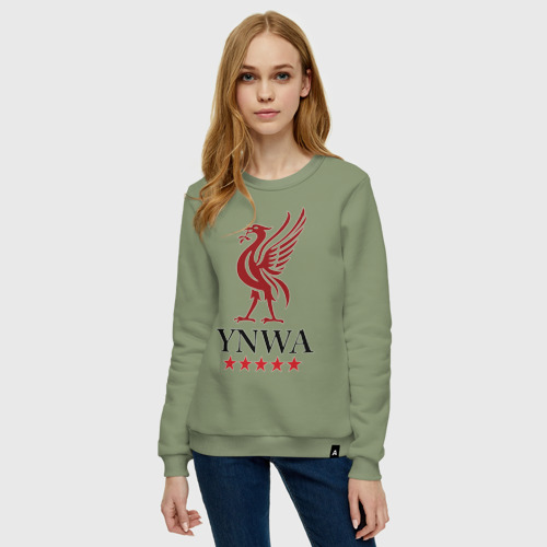 Женский свитшот хлопок YNWA, цвет авокадо - фото 3