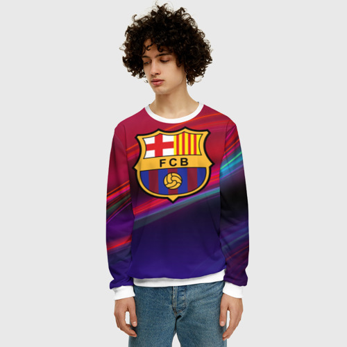 Мужской свитшот 3D ФК Барселона, цвет белый - фото 3