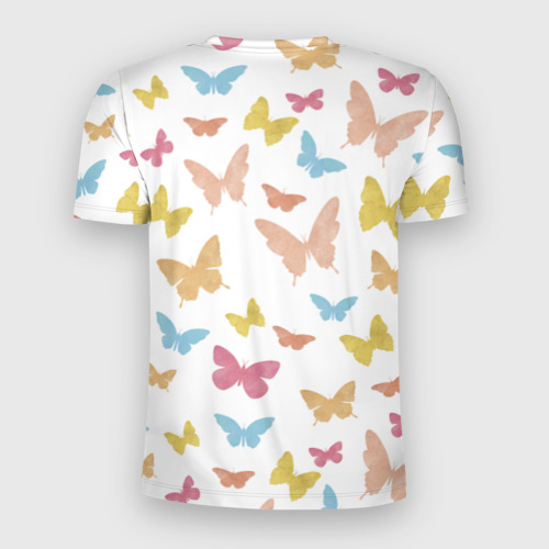 Мужская футболка 3D Slim Акварельные бабочки, цвет 3D печать - фото 2