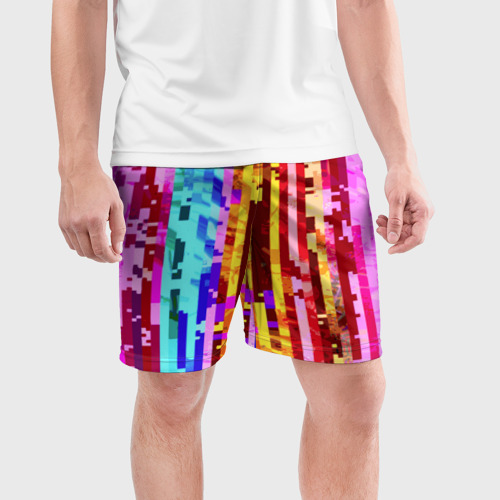 Мужские шорты спортивные Пиксилизация, цвет 3D печать - фото 3