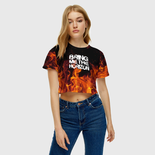 Женская футболка Crop-top 3D Bring Me The Horizon, цвет 3D печать - фото 4