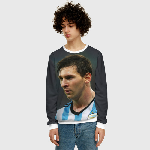 Мужской свитшот 3D Leo Messi, цвет белый - фото 3