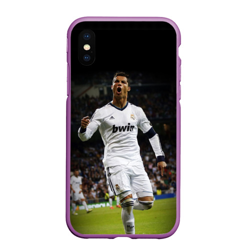 Чехол для iPhone XS Max матовый Роналдо, цвет фиолетовый