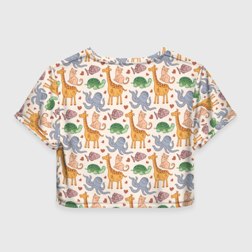 Женская футболка Crop-top 3D Животные, цвет 3D печать - фото 2