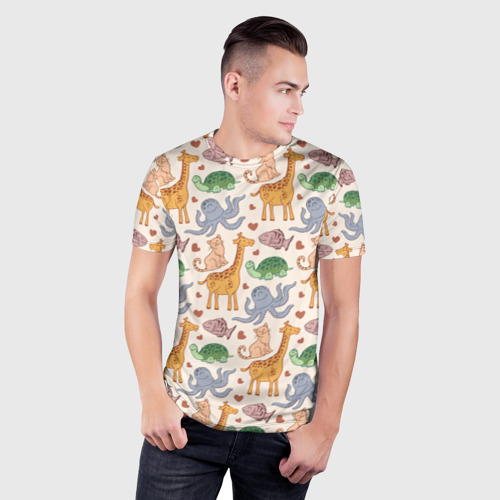 Мужская футболка 3D Slim Животные, цвет 3D печать - фото 3