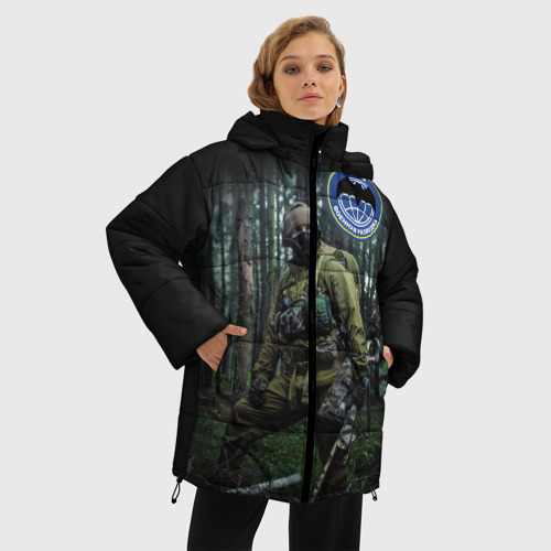 Женская зимняя куртка Oversize Военная разведка, цвет черный - фото 3